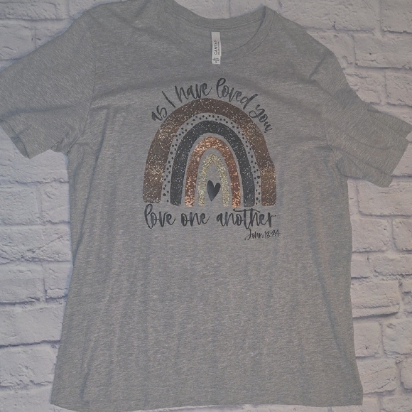 Bella Canvas Gray Rainbow Graphic Kids Tee - Picture 1 of 6
